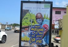 Gabon : plus que 69 cas actifs Une des pancartes sensibilisant sur le port du masque pour lutter contre la propagation du Coronavirus. © Gabonreview