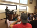 Le Dr. Daniel Mengara, présentant son livre à l'université de Montclair dans le New Jersey aux Etats-Unis, le 18 novembre 2019.