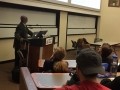 Le Dr. Daniel Mengara, présentant son livre à l'université de Montclair dans le New Jersey aux Etats-Unis, le 18 novembre 2019.
