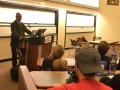 Le Dr. Daniel Mengara, présentant son livre à l'université de Montclair dans le New Jersey aux Etats-Unis, le 18 novembre 2019.