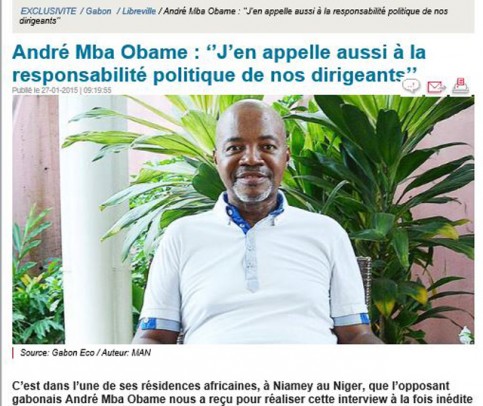 L’article de Gaboneco tel que présenté le 27 janvier 2015. © Capture d’écran