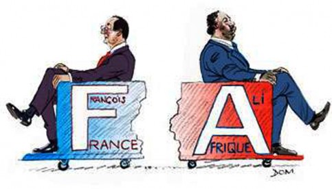 François Hollande (à g.) et Ali Bongo. © Dom/jeuneafrique.com