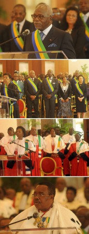 Le Premier ministre présentant les vœux au couple présidentiel. © DCP-Gabon