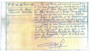 Cahier aux pages jaunies - un des faux actes de naissance d'Ali Bongo