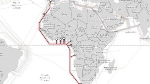 Carte du Sat-3, l'un des câbles qui relie l'Afrique de l'Ouest au réseau internet. DR / TLC Africa