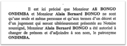Extrait de la notoriété de la succession Bongo. © DR
