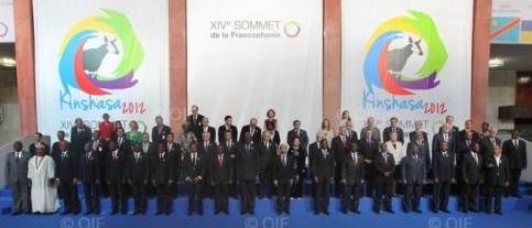Photo de famille des Chefs d’Etat et de gouvernement de la Francophonie présents pour le XIVe Sommet de la Francophonie, qui s’est tenu à Kinshasa du 13 au 14 octobre 2012.