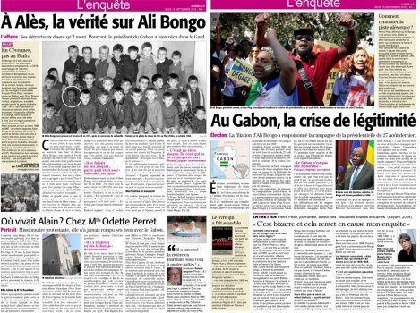 Une vue de la double page du quotidien régional français consacré à cette enquête