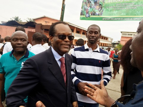 Philibert Andzembé, au sortir d’une manifestation du Front uni de l’opposition, le 19 juillet 2014 à Libreville. © Gabonreview