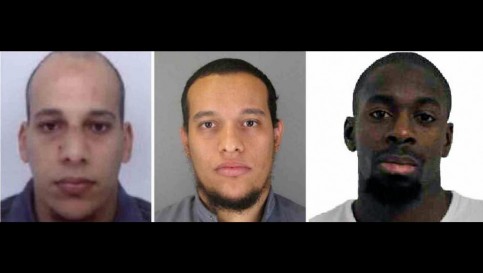 De gauche à droite, Chérif et Saïd Kouachi, les deux frères suspects de l'attentat de Charlie Hebdo, et Amedy Coulibaly, preneur d'otages présumé d'une épicerie casher dans laquelle 4 otages ont perdu la vie. securité.interieur.gouv.fr/ AFP PHOTO / FRENCH POLICE